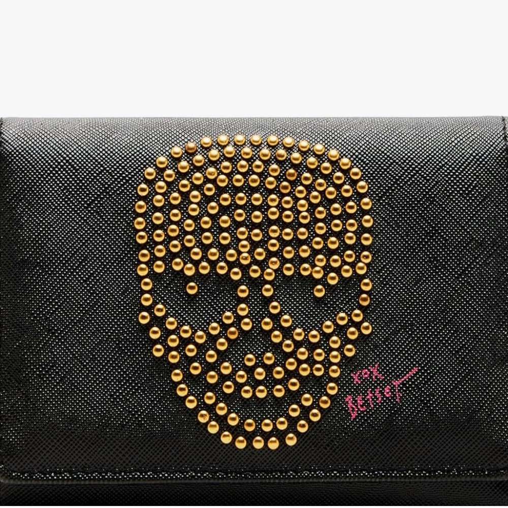 Black and Gold Studded Betsy Johnson Wallet